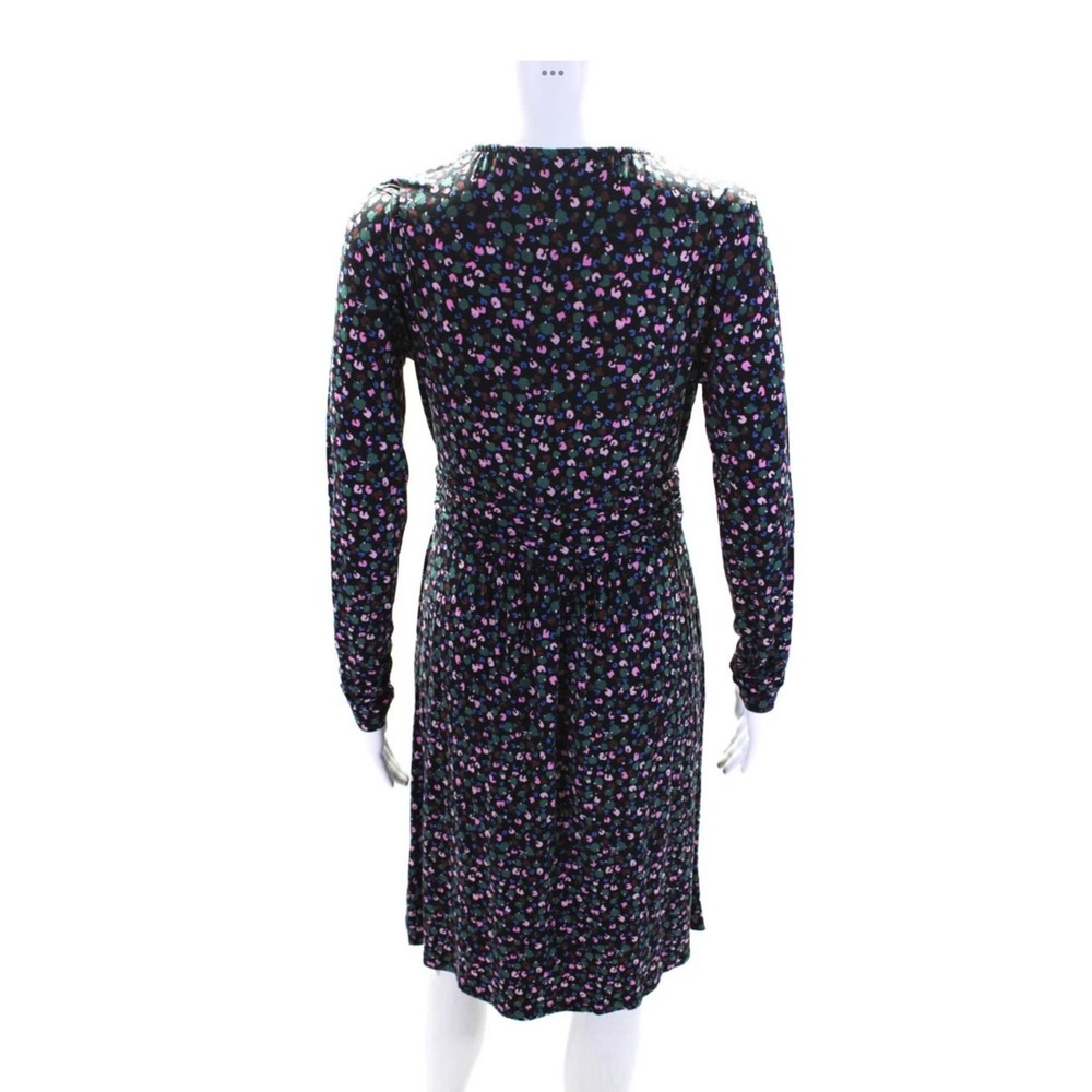 Boden Women's Floral Print Wrap Dress Size 4 Black Multicolor Long Sleeve V-Neck - Picture 3 of 7
